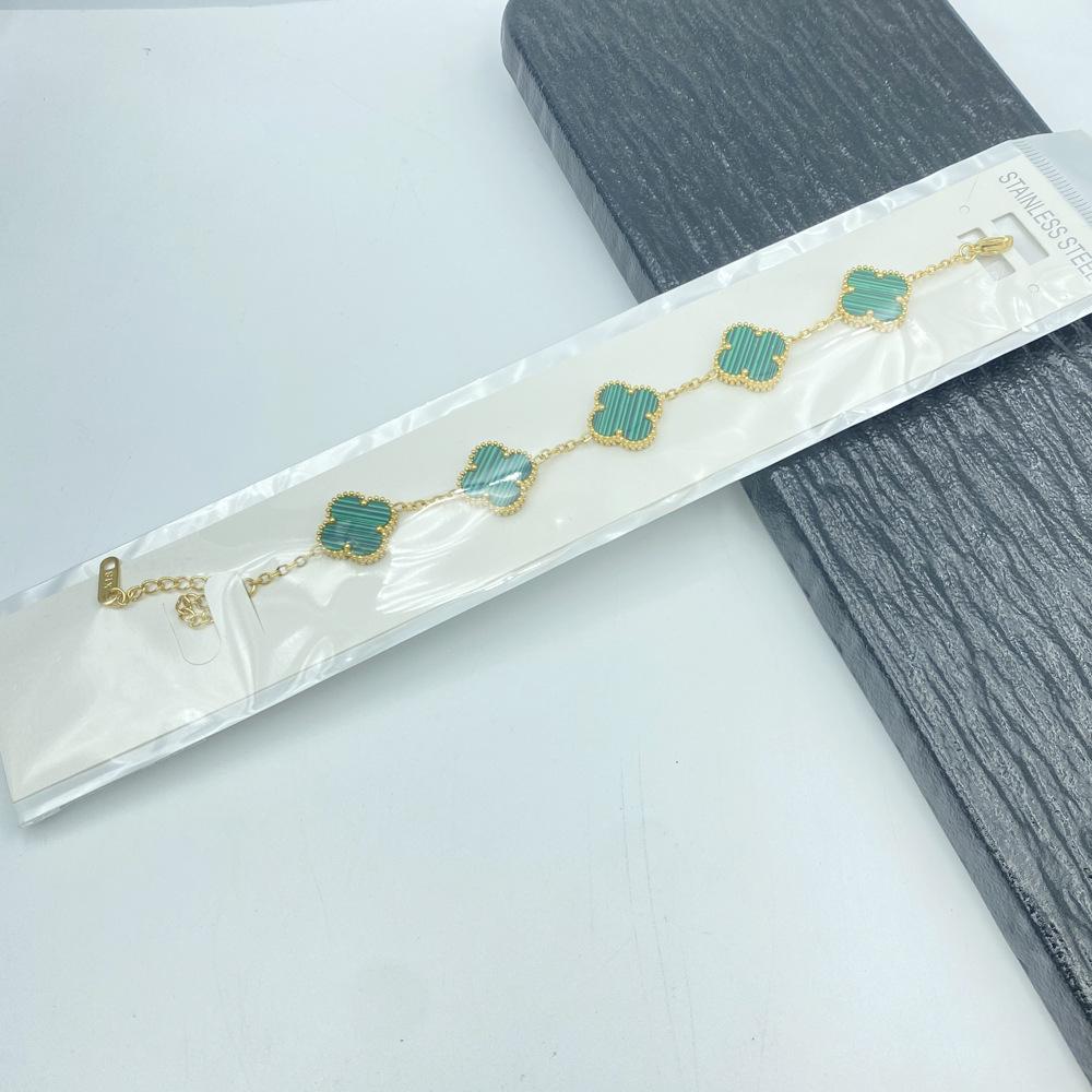 15MM Titanium Steel Four-Leaf Clover Bracelet - Forest Series, Non-Fading Fresh Style