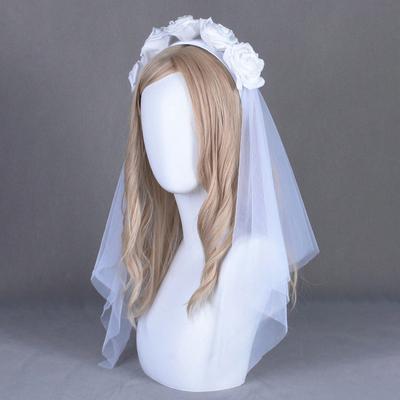 Halloween Kopfknöpfe Tag der Toten Haarbänder Kopfschmuck Geist Braut Party dunkler Spitzenschleier