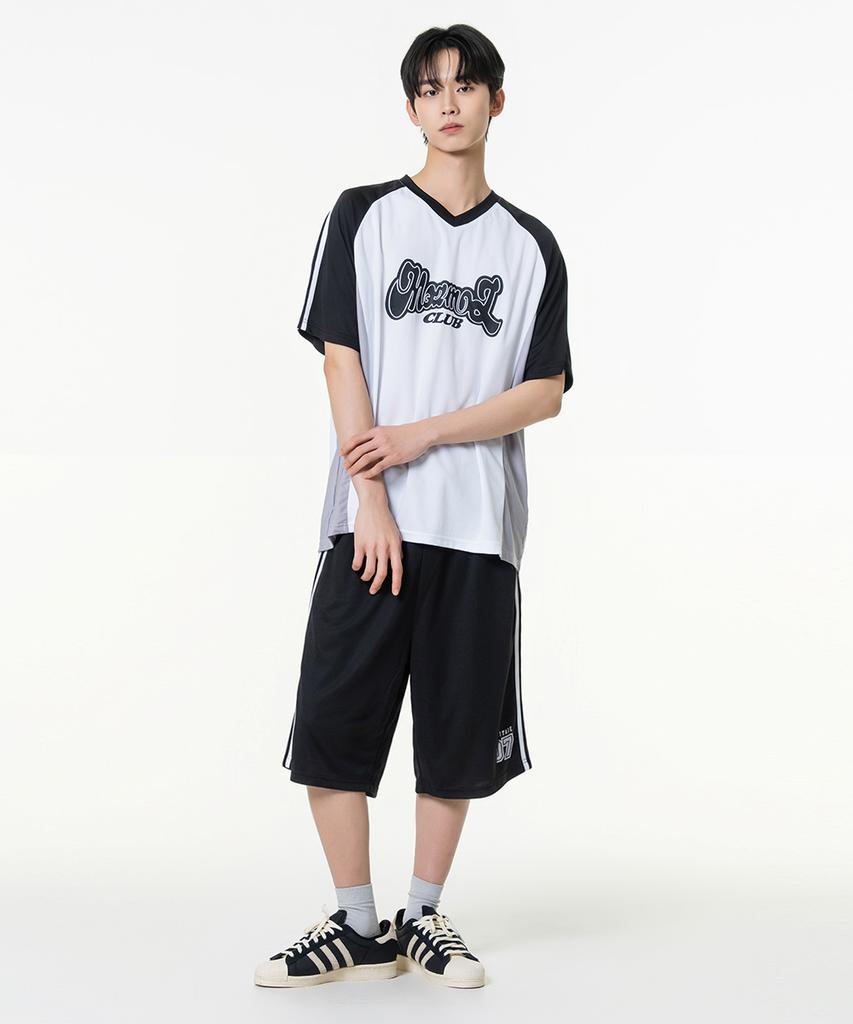MOZMOZ Sporty Air Mesh Short Sleeve Jersey T-Shirt Black