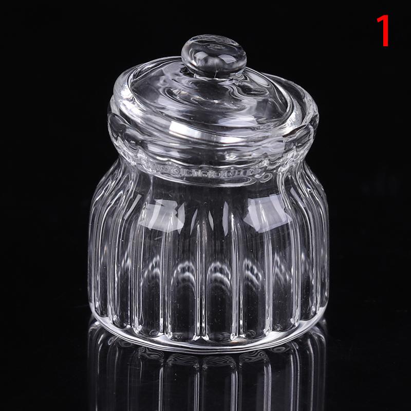 1/12 Scale Pretend Toy Dollhouse Miniature Glass Candy Jar Simulation Candy Bottle Model Toy For Dollhouse Decoration
