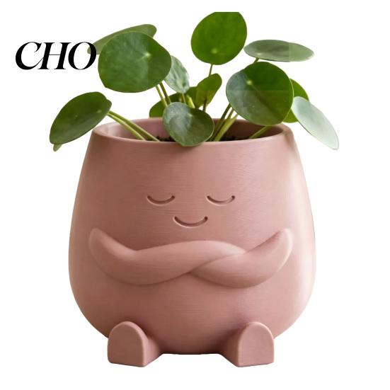 Smiling Face Planter Mini Flowerpot Cute Desktop 3D Printed Healing Green Plant Pot Creative for Home Office Stable with Legs