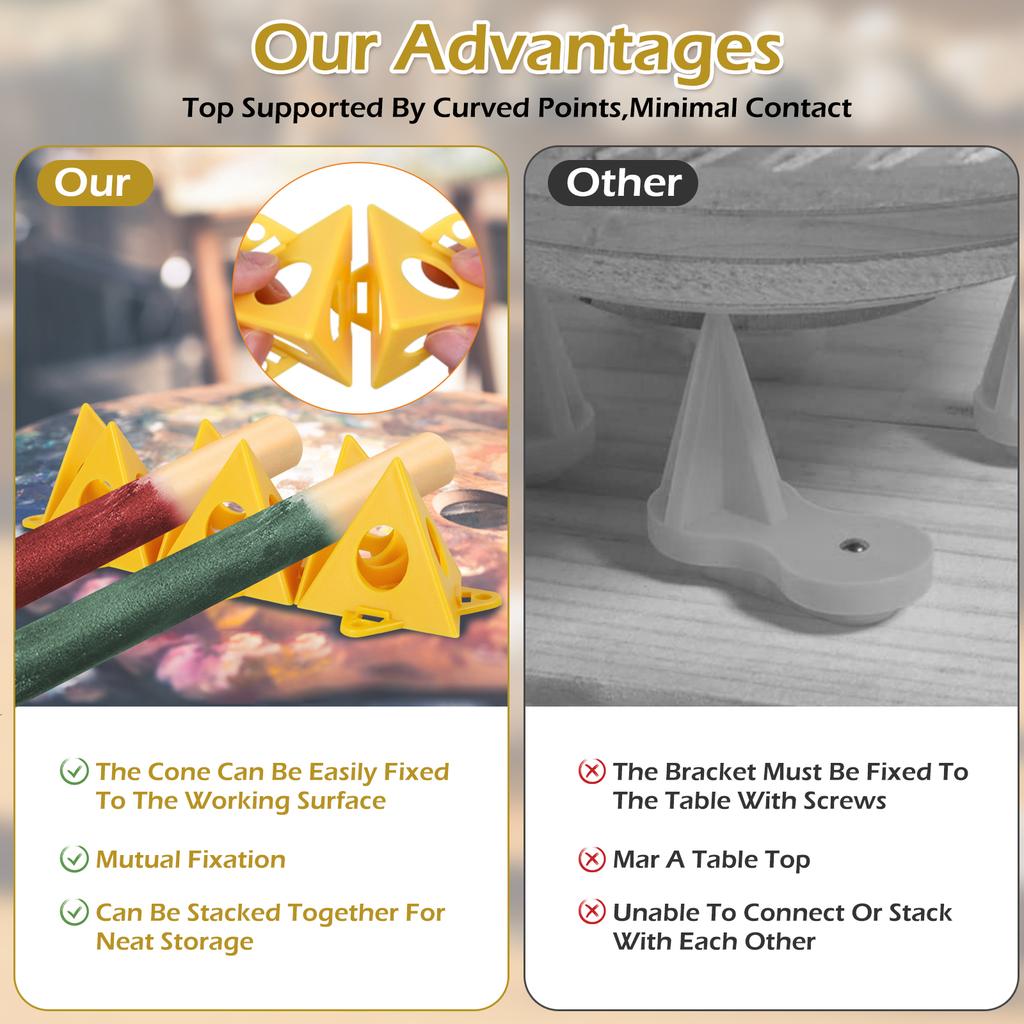 50Pcs Pyramid Paint Stands Mini Triangle Stands Triangle Paint Pads Feet Woodworking Tool for Canvas Cabinet Doors Painting Pad