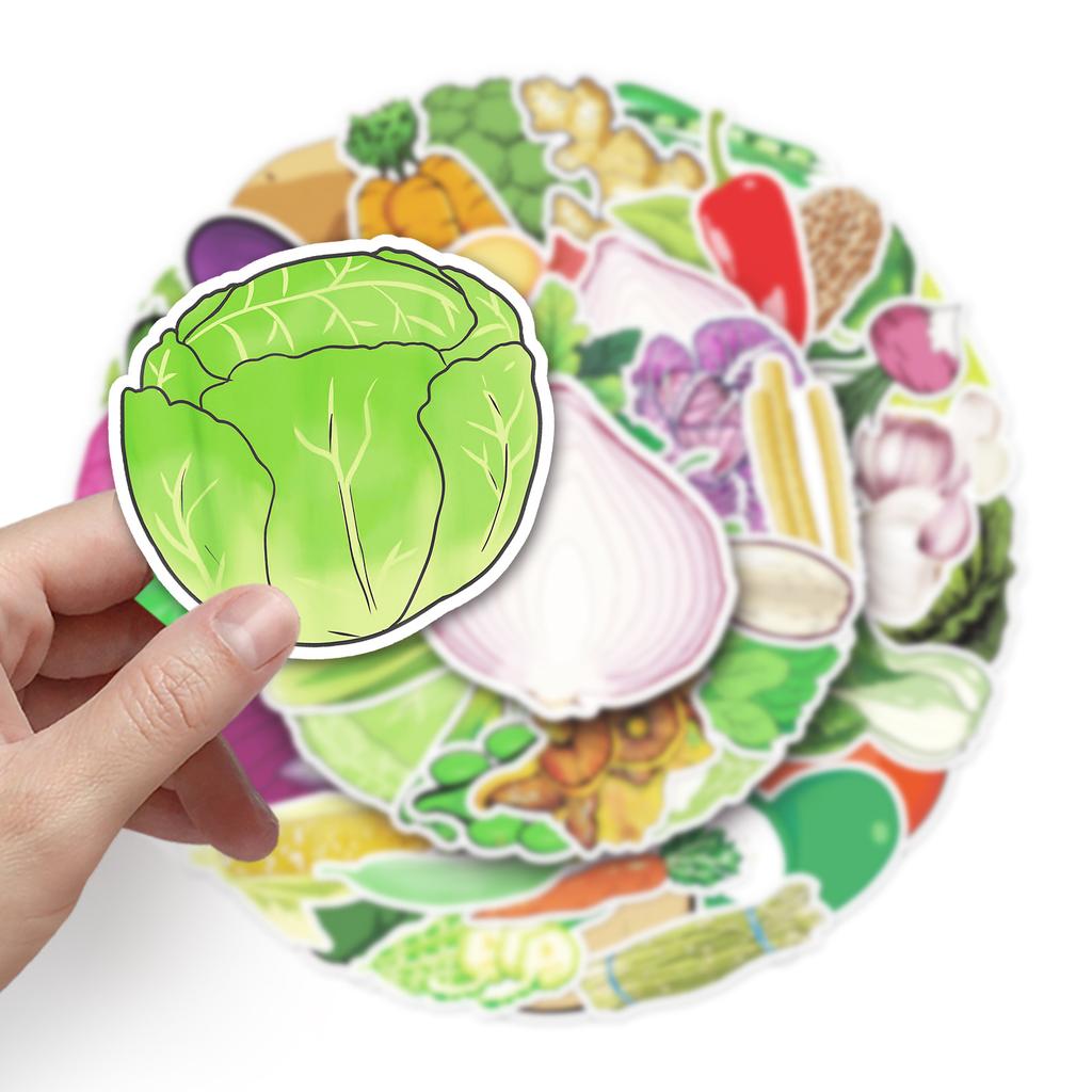 50 Vegetable Graffiti Stickers Cartoon Children's Cognitive Creative DIY Mobile Case Suitcase Stickers Waterproof