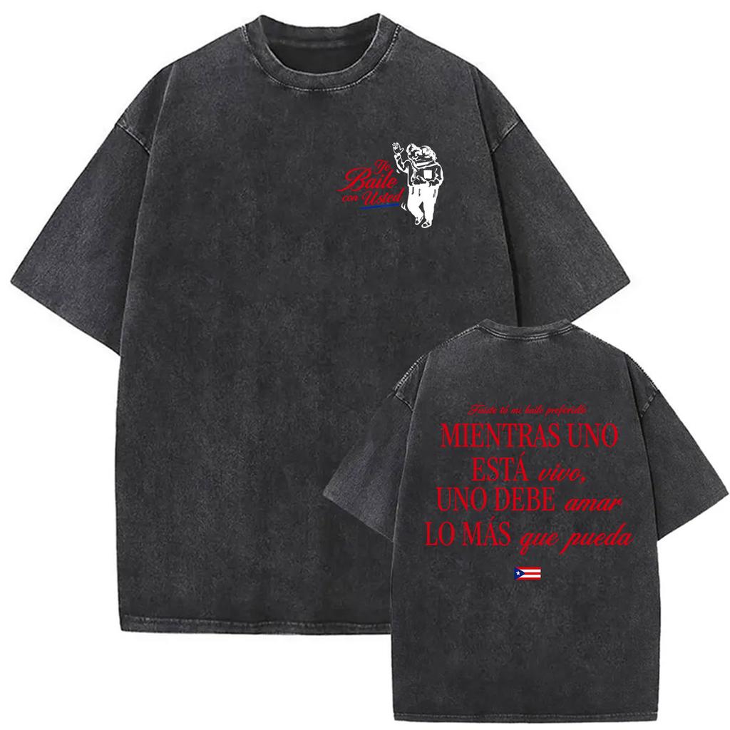Vintage Washed Bad Bunny Debi Tirar Mas Fotos 2026 Graphic Tshirts Men Women Harajuku Hip Hop Loose ONeck Short Sleeve Tshirt