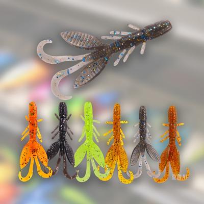 12 cebos de pesca de plástico blando de 5,5 cm/1,4 g, cebos artificiales de plástico blando para pesca, imitación de camarones, señuelos de cangrejos de río pequeños para nadar