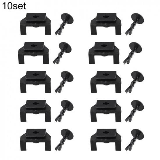 Clip & Pin Kit Front Fender Plastic 10 Sets Accessories Black Bumper Cover
