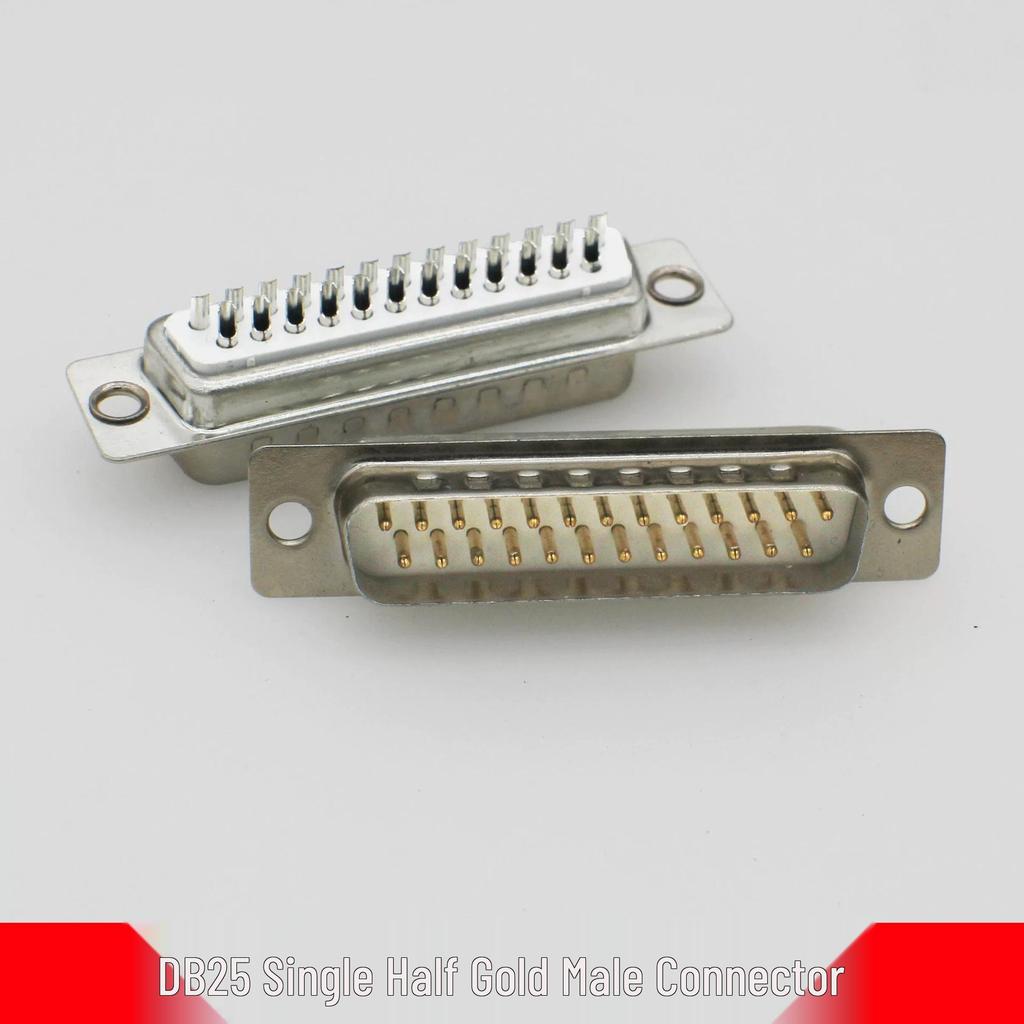 DB25 Serial Port Connector with Double Row, Solid Gold-Plated Pins