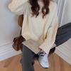 Women's Soft Knit Cable Pullover Sweater - Round Neck, Loose Fit, Autumn/Winter Trendy Style.