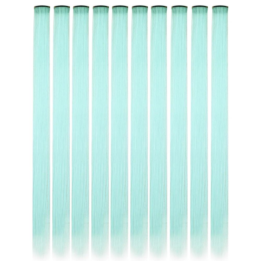 10PCS/Pack Colored Party Highlights Clip in Hair Extensions for Girls 18 Inches Omber colors Straight Hair Synthetic 2027