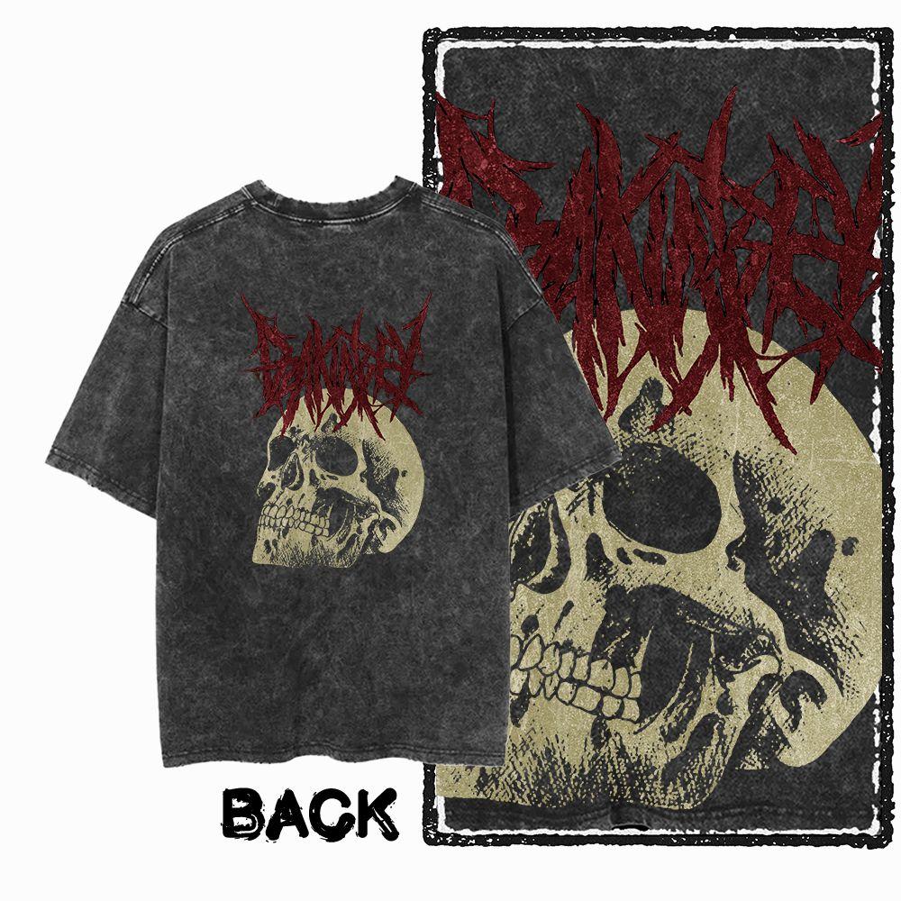 G36 Men's Cotton Crew Neck T-Shirt with Skull Print on the Back