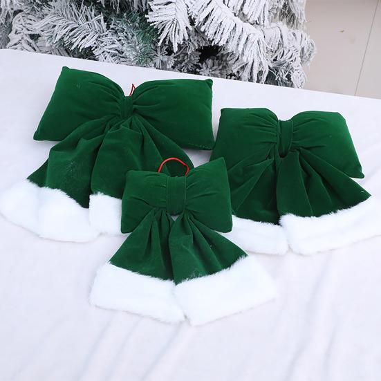 Yousheng Velvet Christmas Bows Stuffed Plush Xmas Hanging Bows Ornament with Fluffy White Fur Trim for Holiday Tree Garland Fireplace Decoration