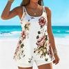 Women's Swimwear Tankini 2 Piece Swimsuit  Blossom Printing  Plant Print Vacation Bathing Suits