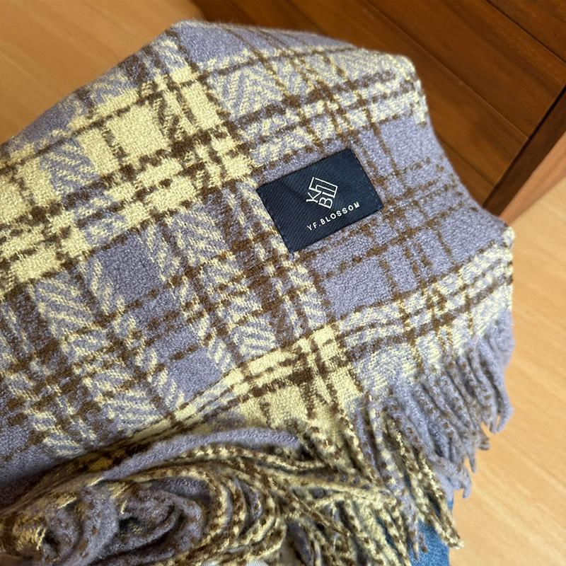 Plaid scarf women's winter new shawl versatile student warm scarf male couple