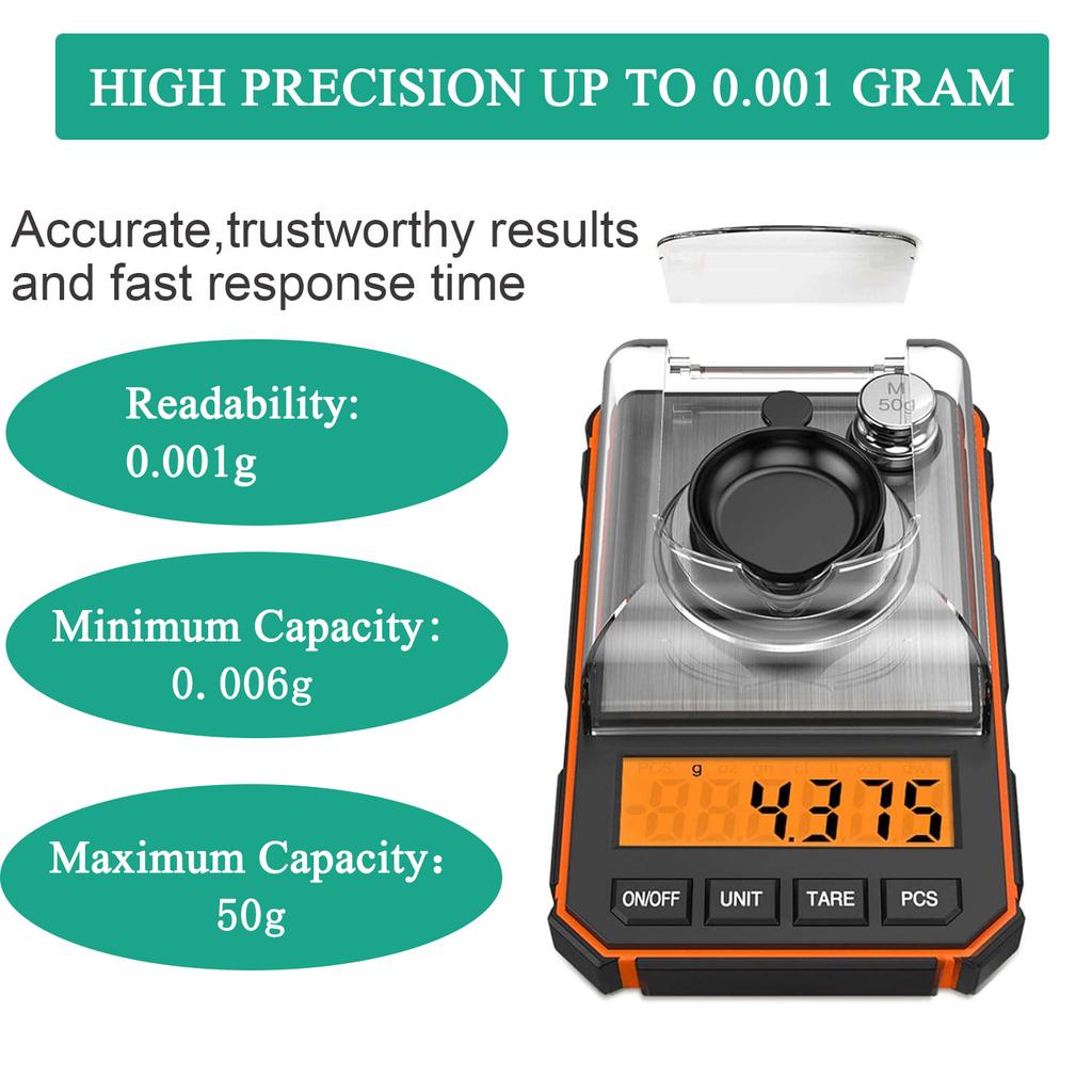Brifit Electronic Digital Scale Mini Scale Precision Professional Pocket Scale Milligram with 50g Calibration Weights