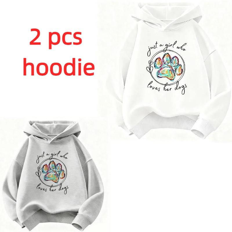 Spring Autumn Kids Hoodie Sweatshirt Animal Dog Paw Prints Graphic Print Casual Boys and Girls' Daily Wear