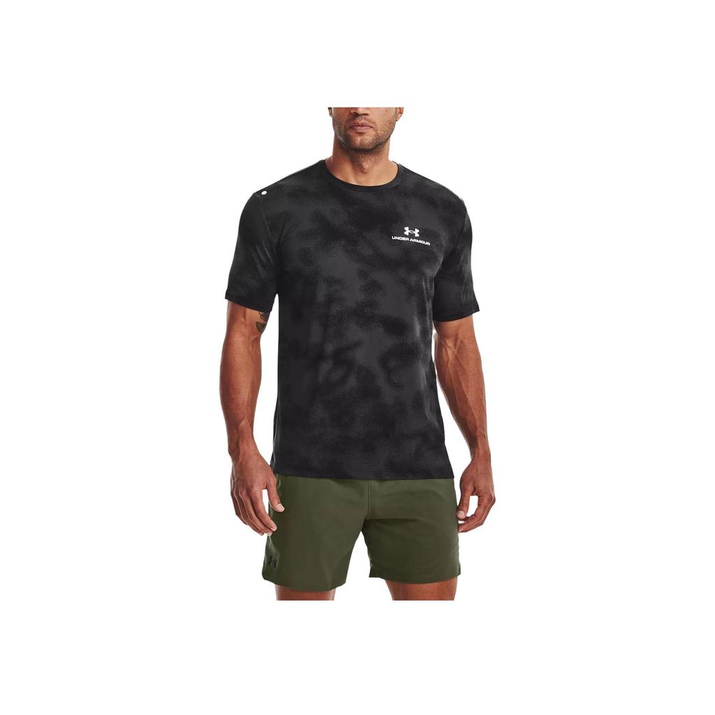 Under Armour UA Rush Logo Print Crew Neck T-Shirt Men Tops Black 1376792-001