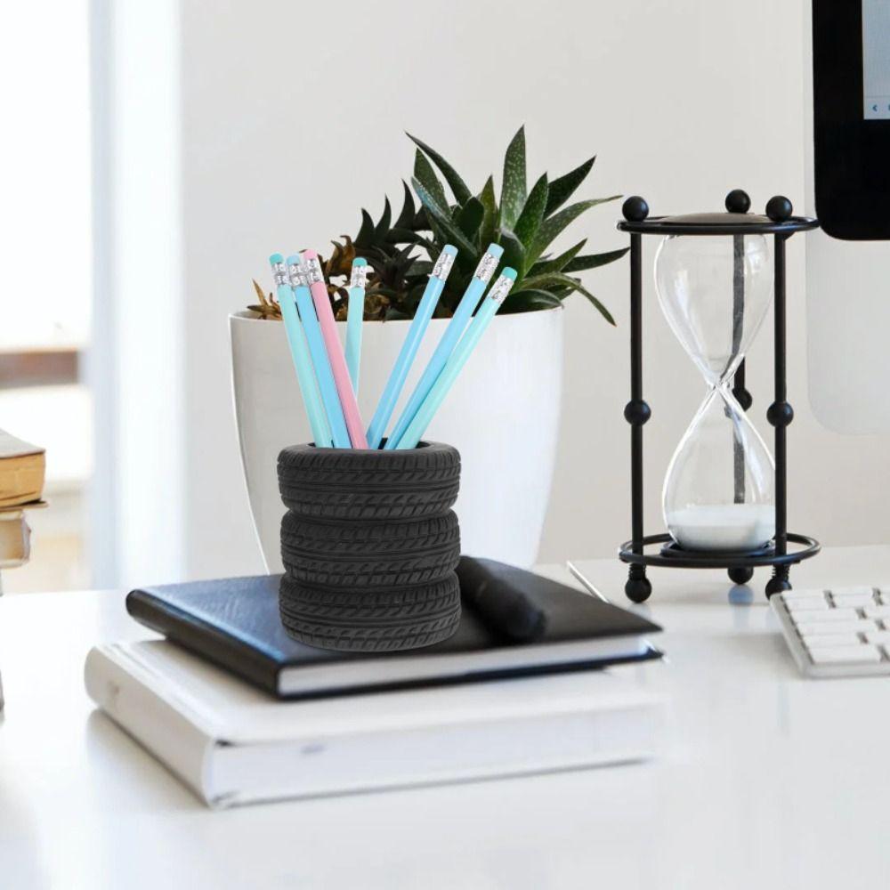 Stationery Storage Stationery Desk Organizer Car Tyre Design Box Pencil Holder  Office Decor