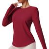 Womens Long Sleeve Yoga Top Breathable Quick Dry Fitness Pullover Pilates Workout Gym Training