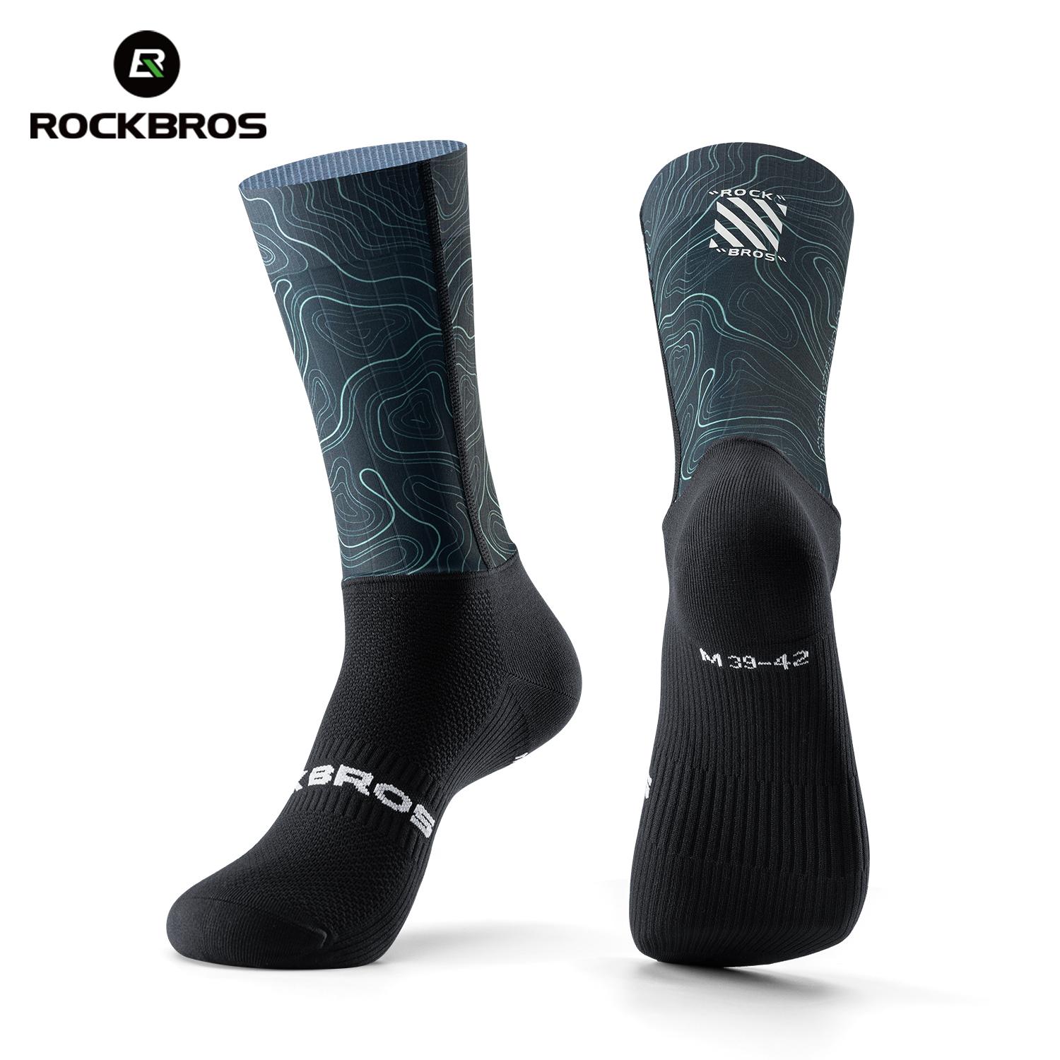 ROCKBROS Cycling Socks Breathable Shock Absorption Cycling Aerodynamic Compression Socks 3D Tailoring High Elastic Cycling Socks S