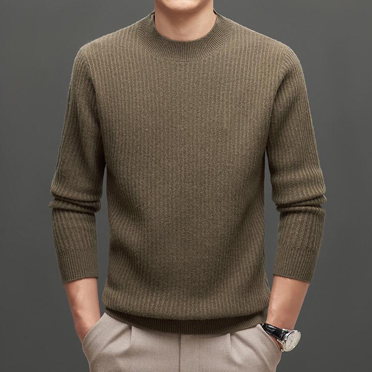 Puyuan Men s Thick Wool Knit Sweater - Warm, Casual Solid Color Round Neck for Autumn/Winter 2XL