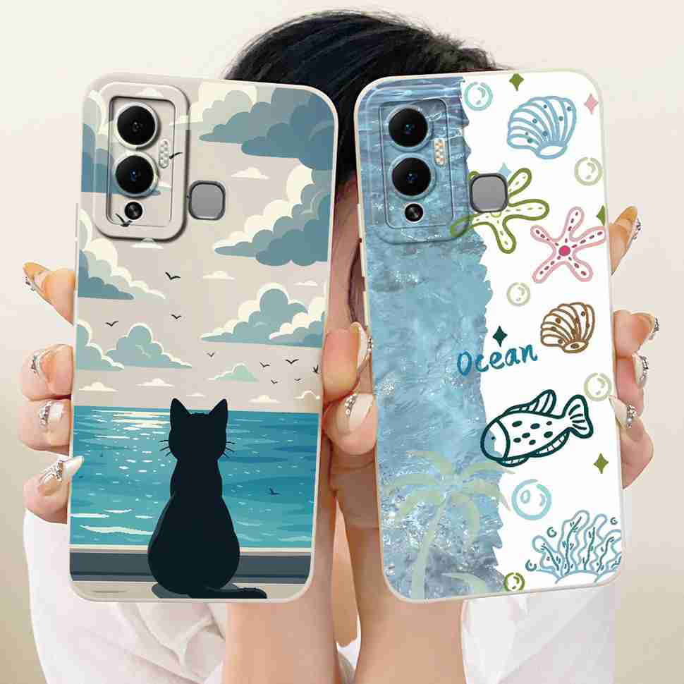 Casing For Infinix Hot 12 Play Cover X6816C X6816 Silicone Cat Dragon Pattern Case For Infinix Hot12 Hot 12 Play Shell Covers