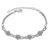 New 925 Sterling Silver Stackable Flower CZ Crystal Design Bracelet Bangle for Women Wedding Birthday Jewelry Pulseira Feminina