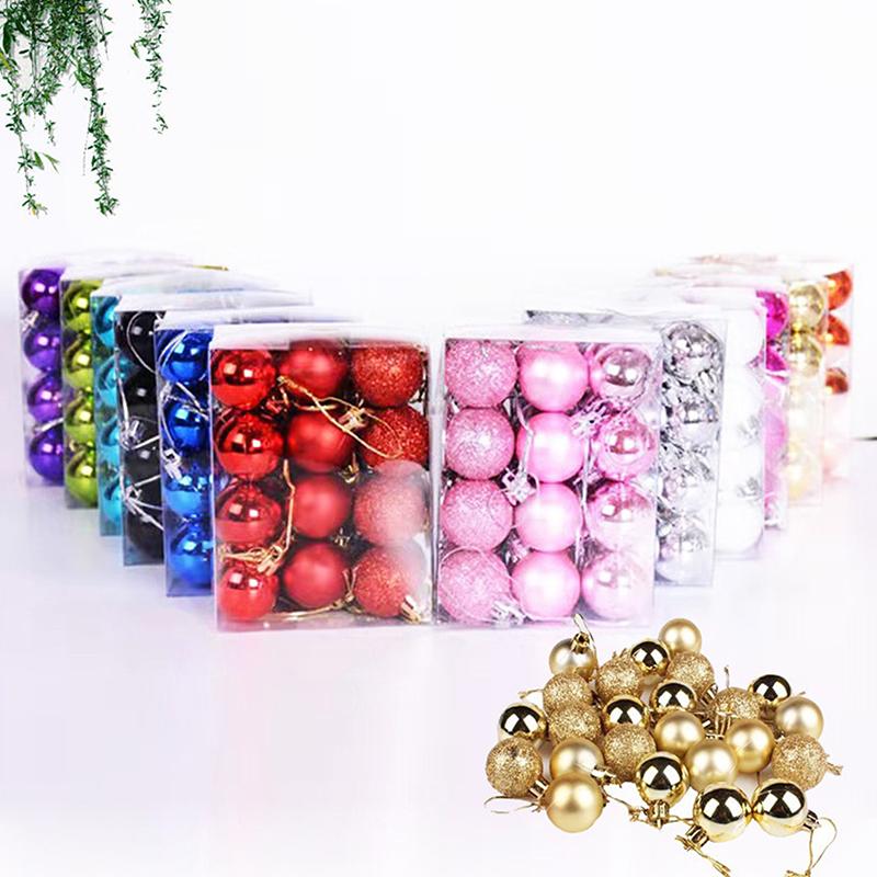 24Pcs 3Cm Christmas Ball Ornaments Xmas Tree Balls Christmas Tree Hanging Pendant Festive Party Supplies Christmas Decor