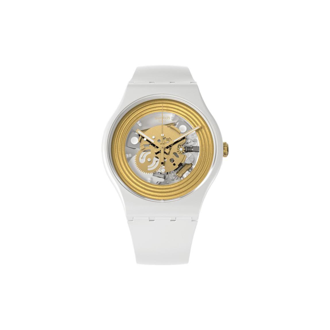 SWATCH Unisex 41mm Gold Watch SO29W107 SO29W107 White