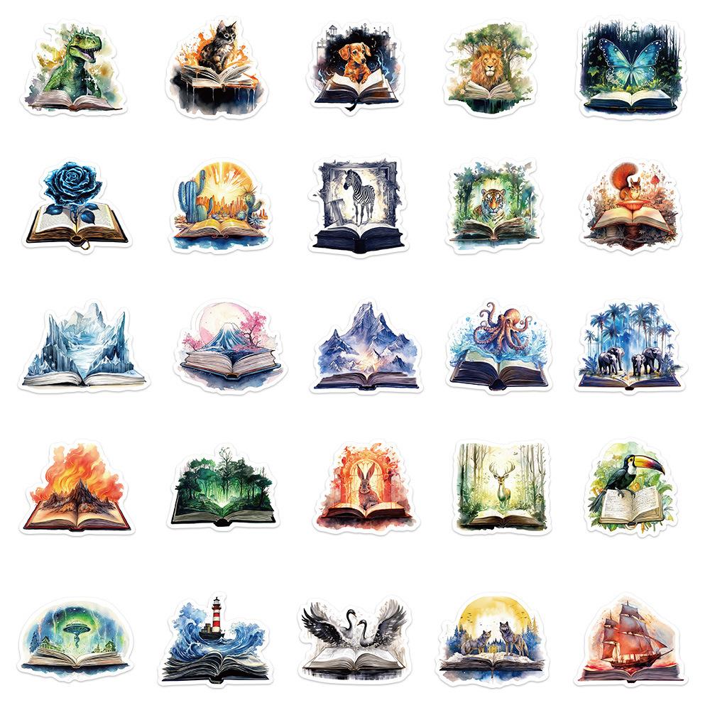 50Pcs Vintage Cute Witch Magic World Stickers Aesthetic Magic Book Graffiti Stickers for DIY Luggage Laptop Skateboard Motorcycle Bicycle Stickers