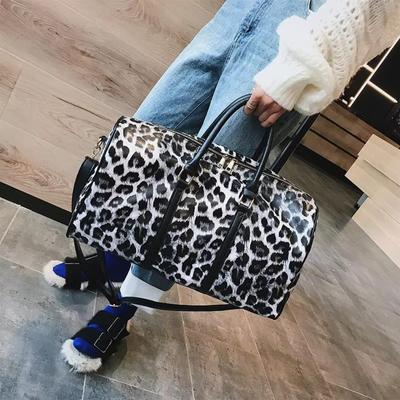Bolsa de Ombro de Viagem de Grande Capacidade com Estampa de Leopardo Estampa de Zebra Moda Retrô Europeia e Americana Esportiva e Fitness Bolsa Feminina