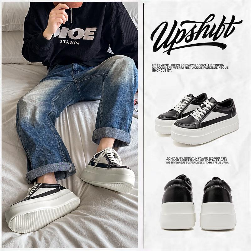 Niche thick baseplate shoes men's black and white simple fashion casual shoes German training shoes