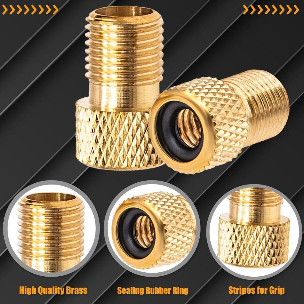 Golden Bicycle Valve Adapter Copper Bike Tire Valve Adapter Bicycle Pump Adapter