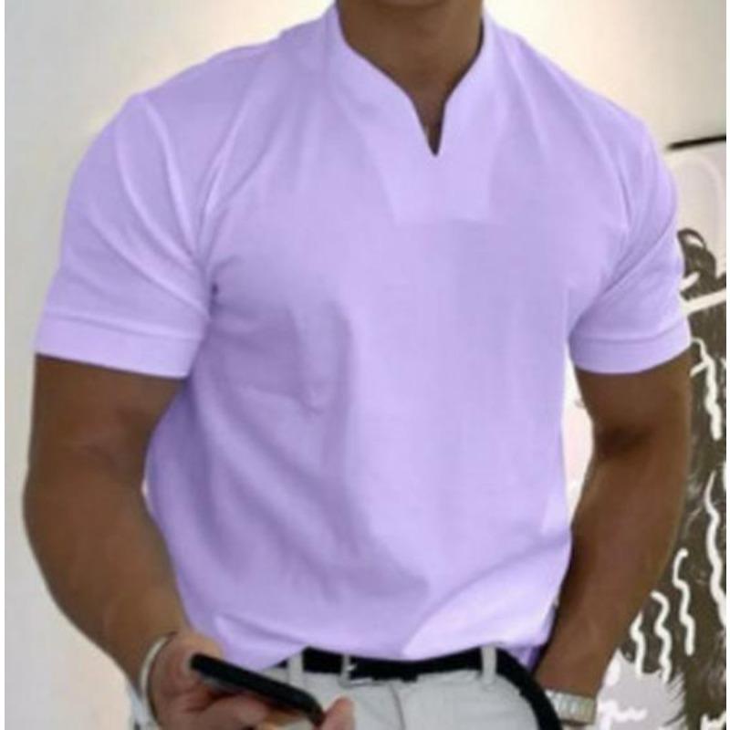 

Летняя мужская футболка для фитнеса из хлопка с V-образным вырезом 2023 года 3XL фиолетовый