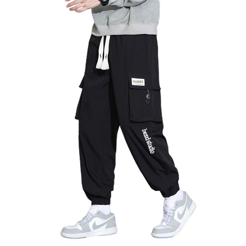 Men's 2023 Autumn Loose Fit Cargo Sweatpants with Cuffs and Multi-Pockets