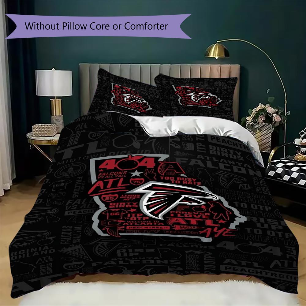 Atlanta Falcons Muster Bettwäsche Steppset Steppdecke Kissenbezug Heimdekoration Geburtstagsgeschenk (1*Bettbezug + 2*Kissenbezug ohne Füllung)