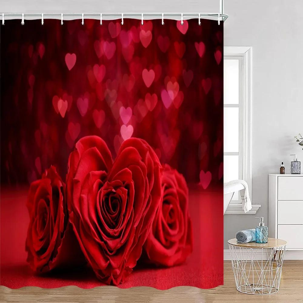 Romantic Rose Shower Curtain - Vibrant Floral & Butterfly Designs for Elegant Bathroom Décor, Waterproof, Easy Care & Soft Touch