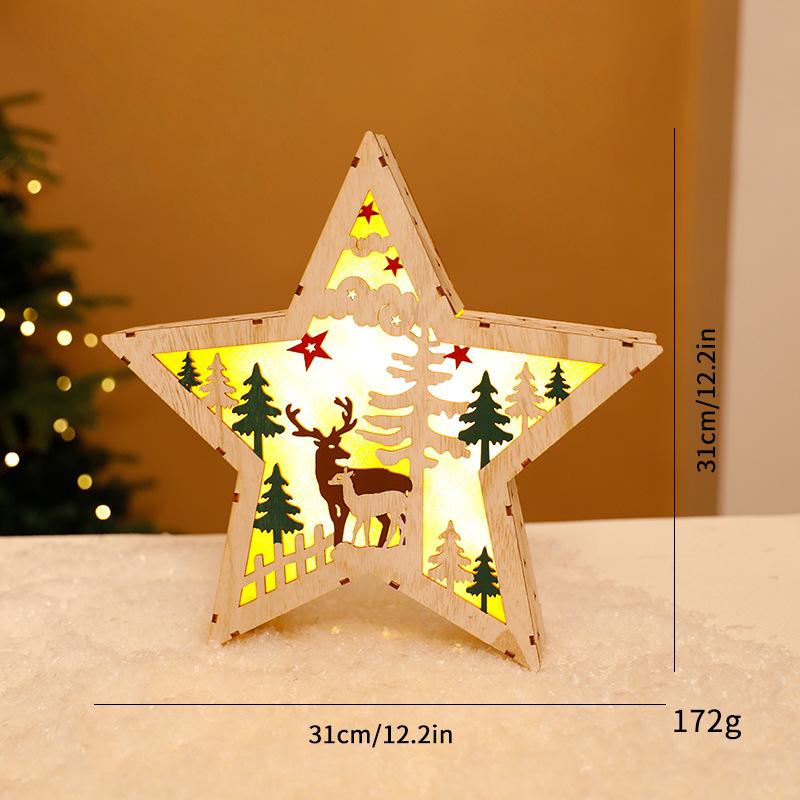 Christmas Wooden Star Decorative Lights for Mall Windows - Small Ornaments In Stock