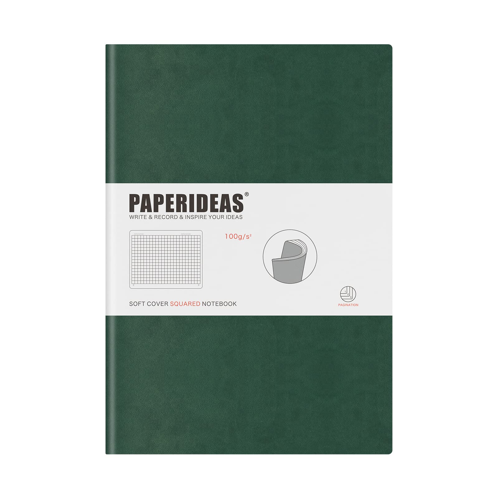 

PAPERIDEAS Soft Cover Christmas Notebook, B5, (Grid, Green)