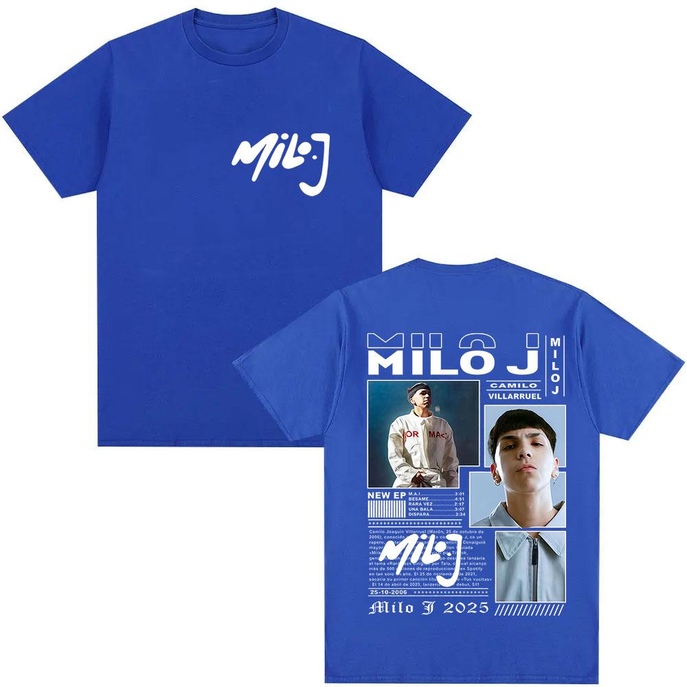 Camiseta Gráfica Unisex de Rapper Milo J Camilo Villarruel Tour 2025 para Mujer Vintage Hip Hop Moda Camisetas de Algodón Oversize Streetwear