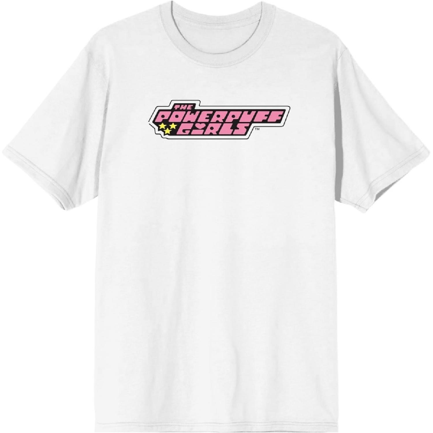 Powerpuff Girls Characters & Logo Crew Neck Short Sleeve Men s White T-shirt S