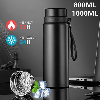 Borraccia termica in acciaio inossidabile da 800 ml e 1000 ml, mantiene l'acqua calda e fredda, thermos per acqua, tè e caffè sottovuoto.