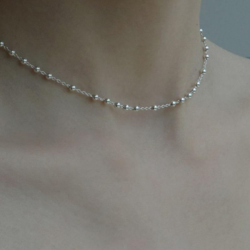 Less Is More SILVER BALL CHAIN NECKLACE(CHOKER)