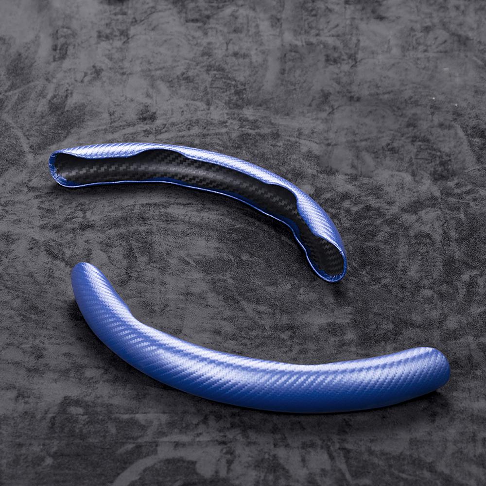 Universal 1 Pair Carbon Fiber Leather Car Steering Cover Non-Slip Fiber Leather PVC Wheel Booster Cover