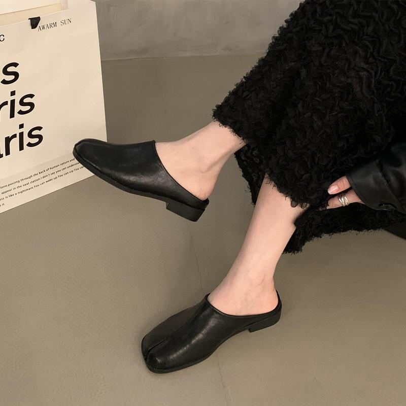 Bailamos Women Split Toe Slippers Round Toe Shallow Lazy Boat Slingback Mules Shoes Tabi Ninja Slip On Flats Soft Loafers Mujer
