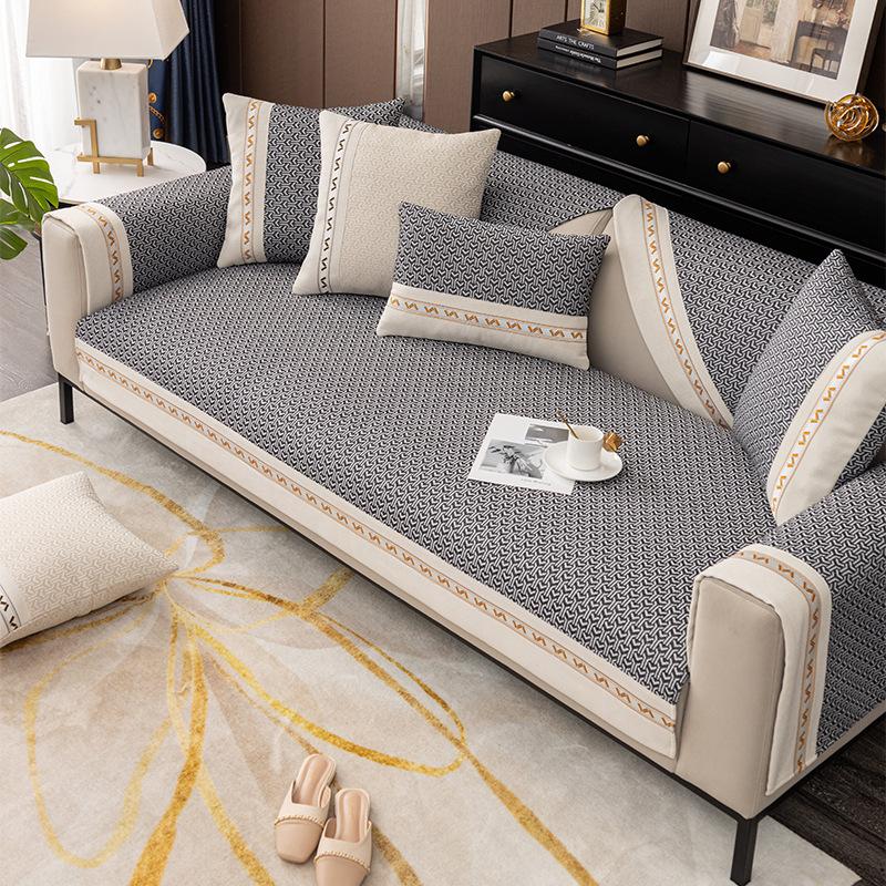 Pernă de canapea din chenille Four Seasons Husă universală anti-alunecare Pânză ușoară Husă de canapea din piele de lux