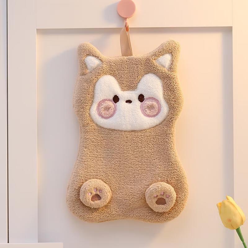 

JINGRUIXIANG Cartoon Bear Coral Fleece Hand Towel (2-Pack)