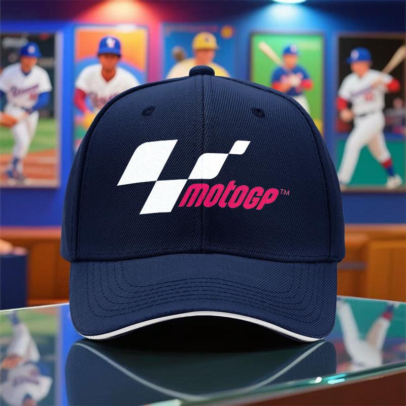 1pc 2025 SummerAutumn New Unisex Lightweight Baseball Cap with MotoGP Print Outdoor Breathable Black Visor Hat for Parties