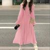 ZANZEA Women Casual V-Neck Solid Color Loose Long Sleeve Dress