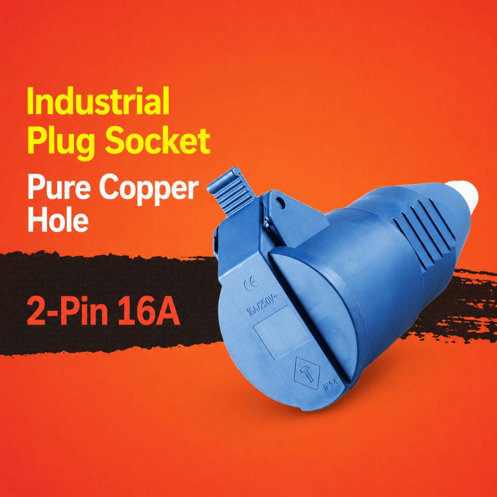 2 Pin 16A Industrial Connector Single Phase EU Standard Plug Waterproof Fitting  Outdoor Equipment