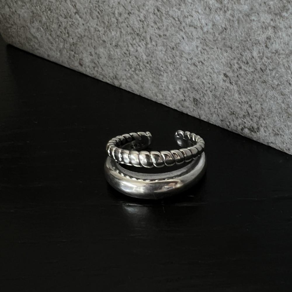 Sterling Silver Niche Design Open Ring: Korean Style, Stackable, Colorfast, Light Luxury